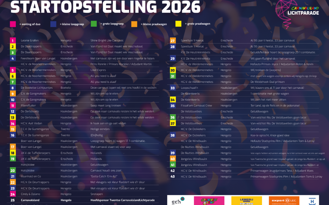 Startopstelling Lichtparade 2026